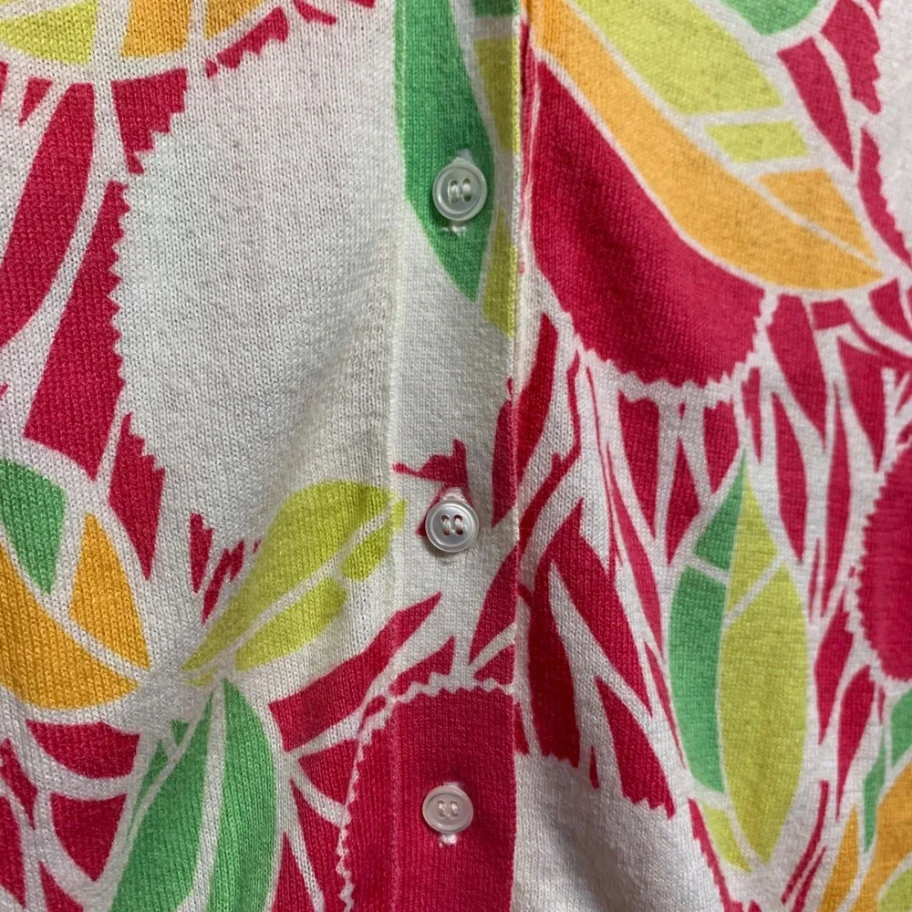 J. Crew Cardigan Women S Multicolor Tropical Leaf Print Cotton Button Front‎